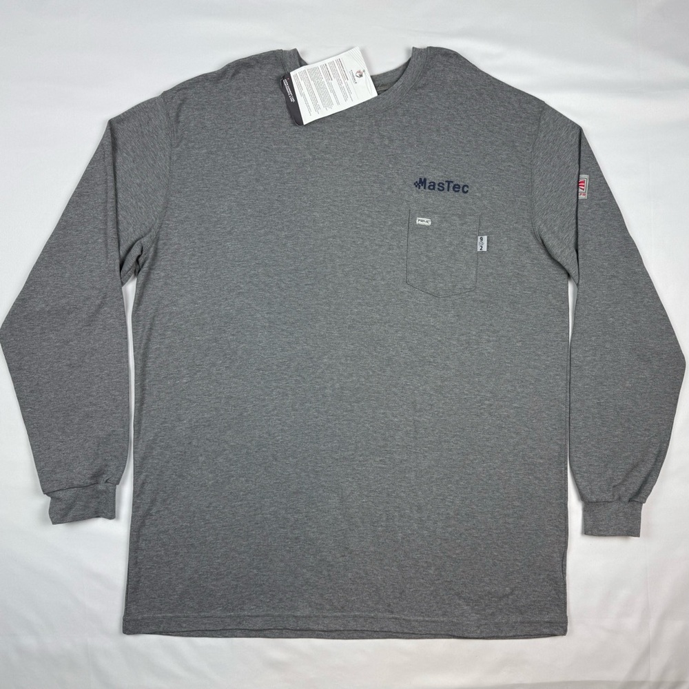Tyndale FR Mens Long Sleeve T-Shirt 2XLN Grey Flame Resistant Arc Rated Cat 2 A6
